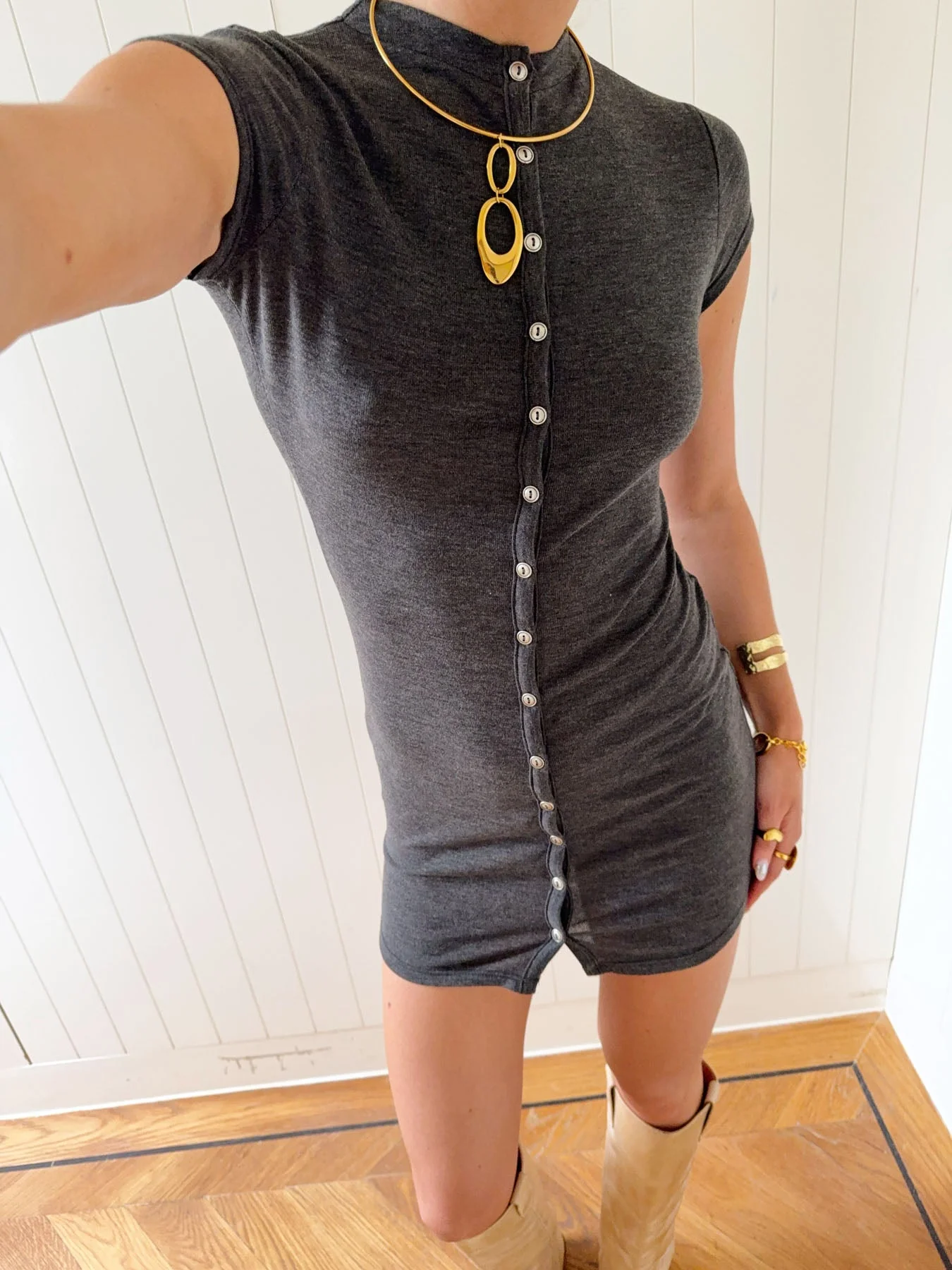 Scandivv dress with buttons - Grey 7 Scandivv dress with buttons - Grey
