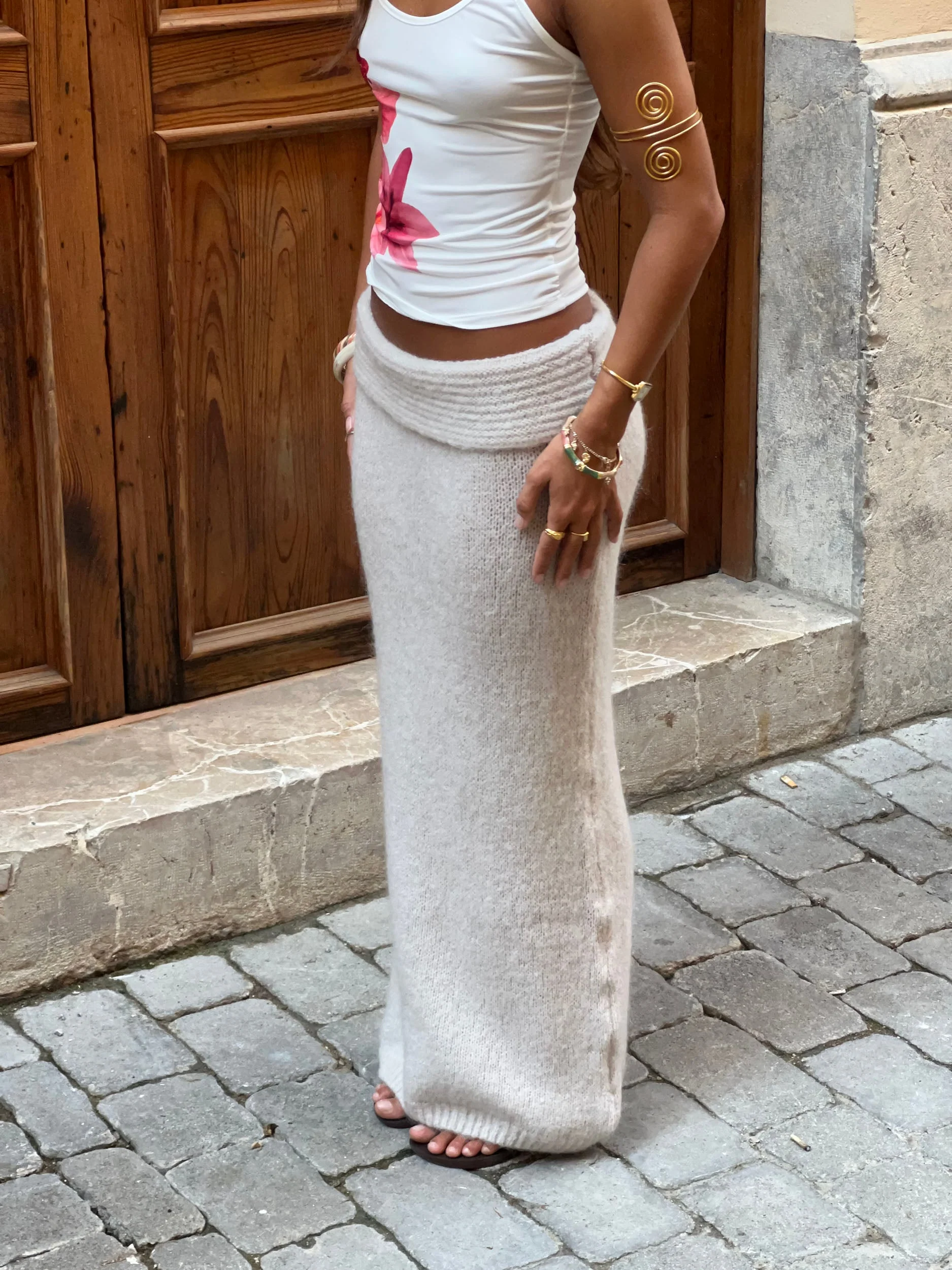 Sefina maxi knit skirt - Beige 1 Sefina maxi knit skirt - Beige